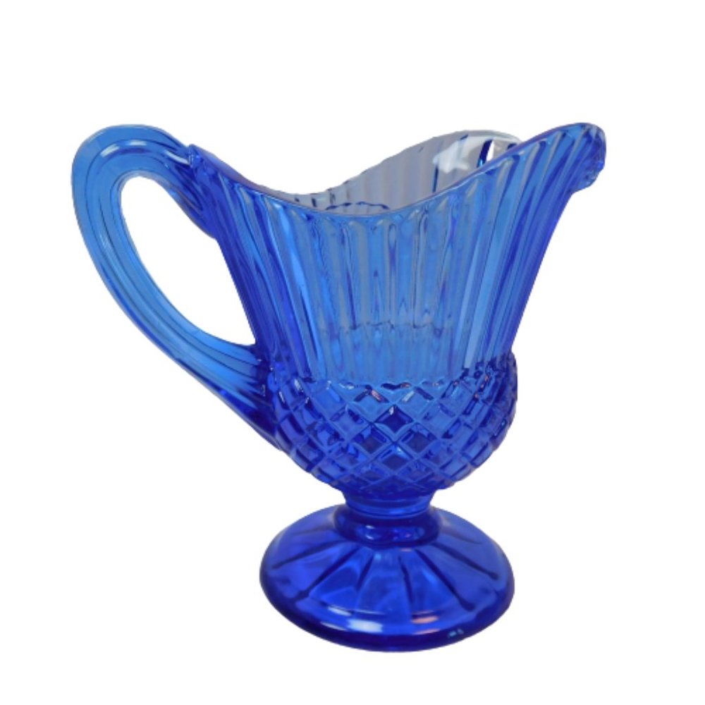 Vintage Avon Mount Vernon Blue Sauce Pitcher, FOSTORIA, Candle, 1977 - Picture 7 of 12